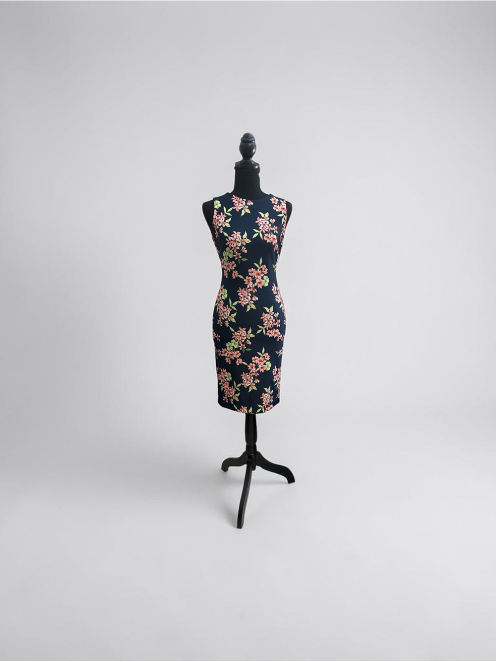 Tommy Hilfiger Navy Floral Sheath Dress with Pink & Green Print